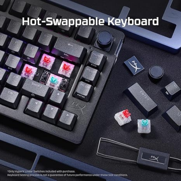 Second image of HyperX Alloy Rise 75 - Hot-Swappable Mechanical Gaming Keyboard, PC, Ambient Light Sensor, Gasket Mounted, Linear Switches AZERTY Layout
