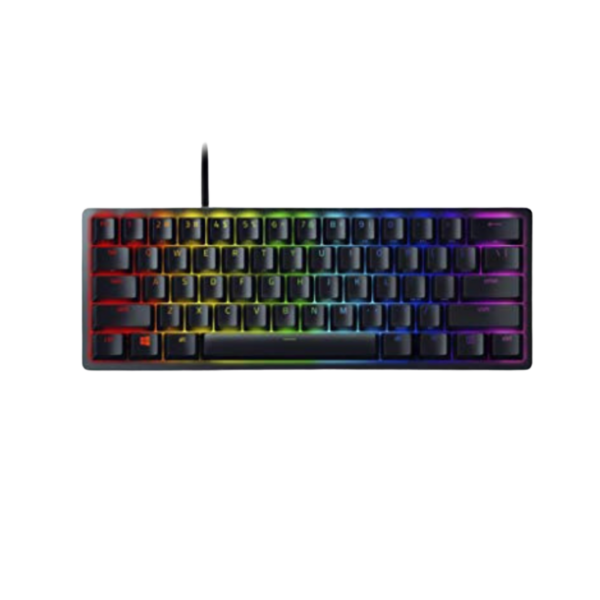 Second image of Razer Huntsman Mini (Red Switch) - Compact 60% Gaming Keyboard (Linear Optical-Mechanical Switches, Doubleshot PBT Keycaps, Detachable USB-C Cable) QWERTZ German Layout | Black